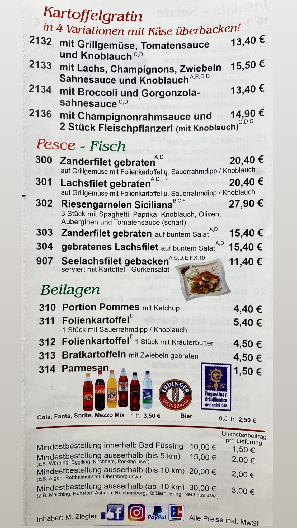 Speisekarte PICCOLO Abhol & Lieferservice